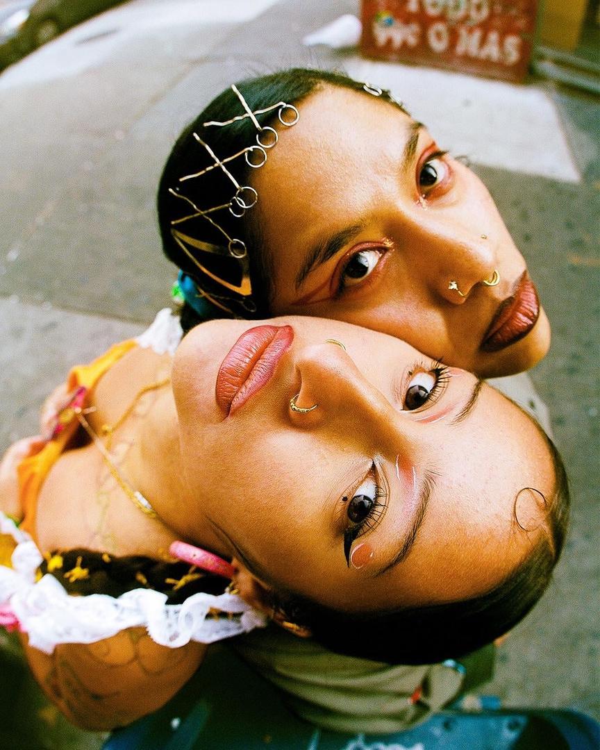 dova & tessa on portra 800 //37mm // mamiya rb67, tagged nose ring
