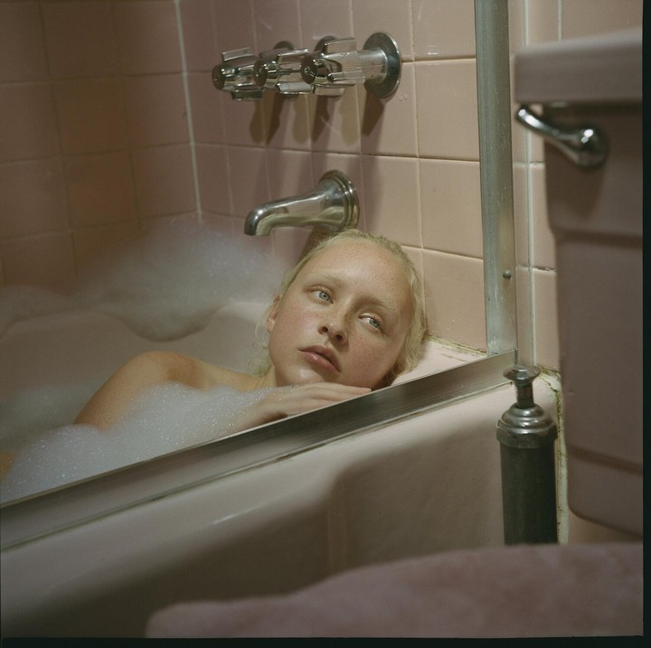Ava in the bath. Taken with my Yashica-Mat on Porta 400., shot on yashica mat with kodak portra 400