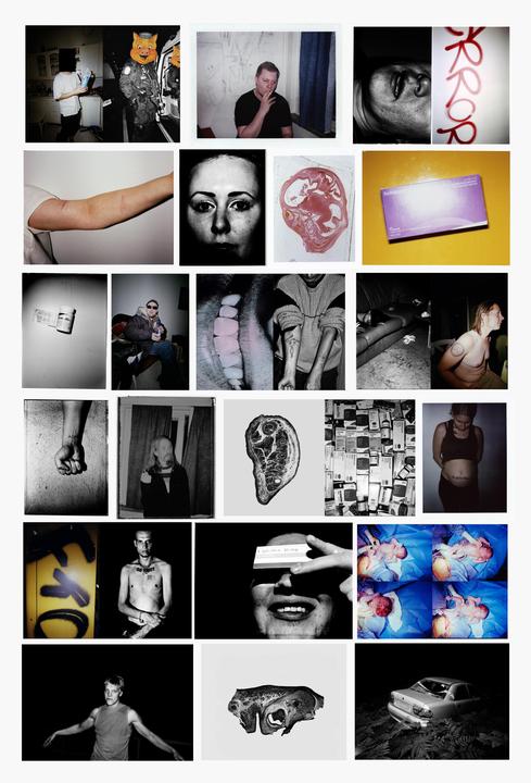 A grid of 24 photographs shows a variety of subjects, including people, objects, and abstract forms.