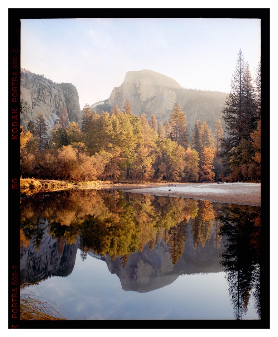 good morning, Half Dome [pentax 67, 75/4.5, portra 800], tagged autumn