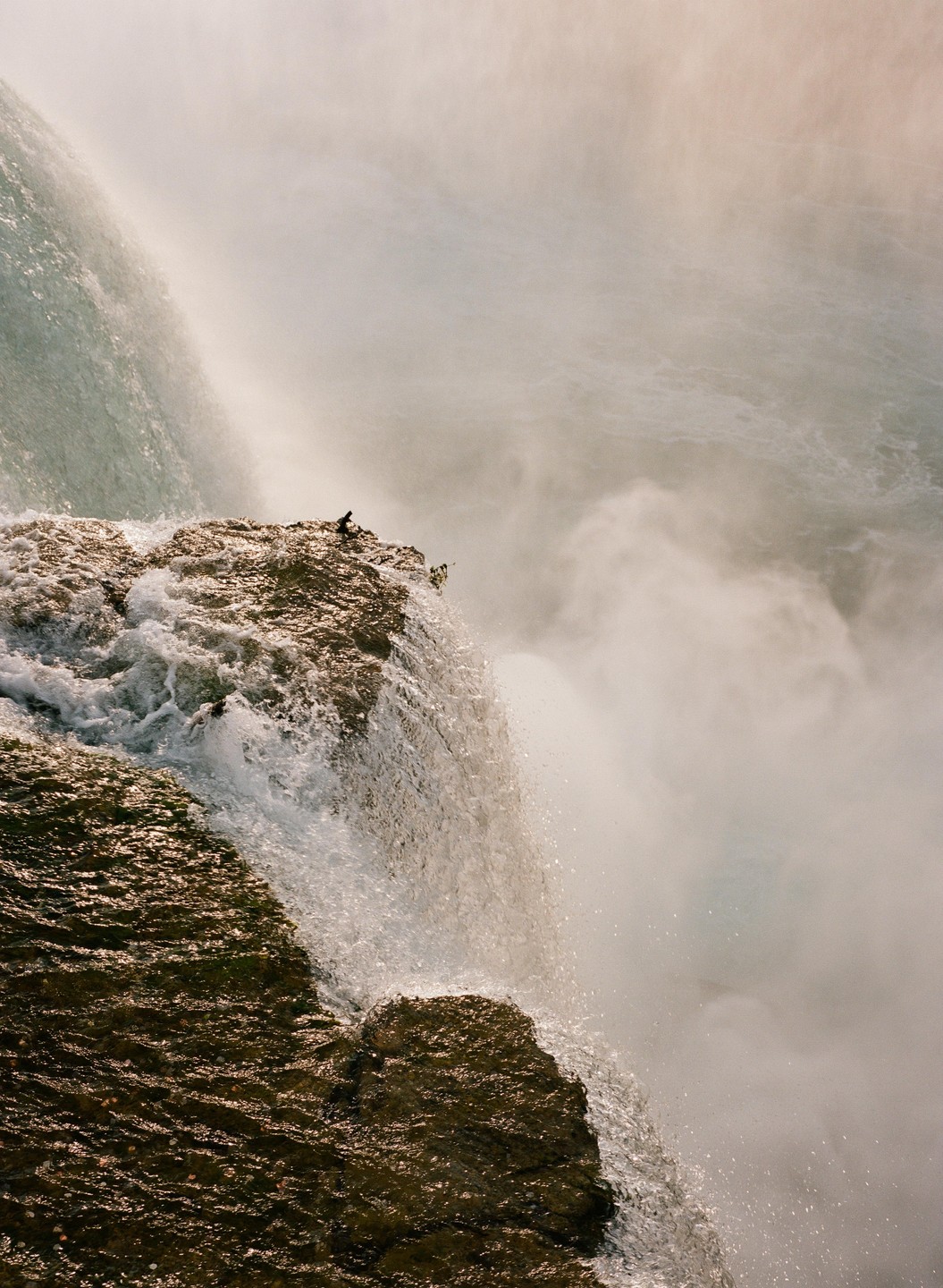 Water cascades over the edge of Horseshoe Falls, creating mist below.