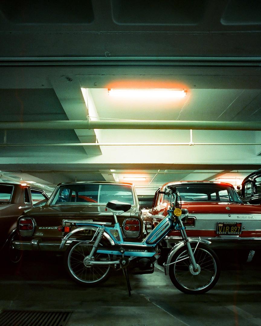 Parking garage series.. canon eos650, 20mmlens, cinestill800t, shot on CANON EOS 650