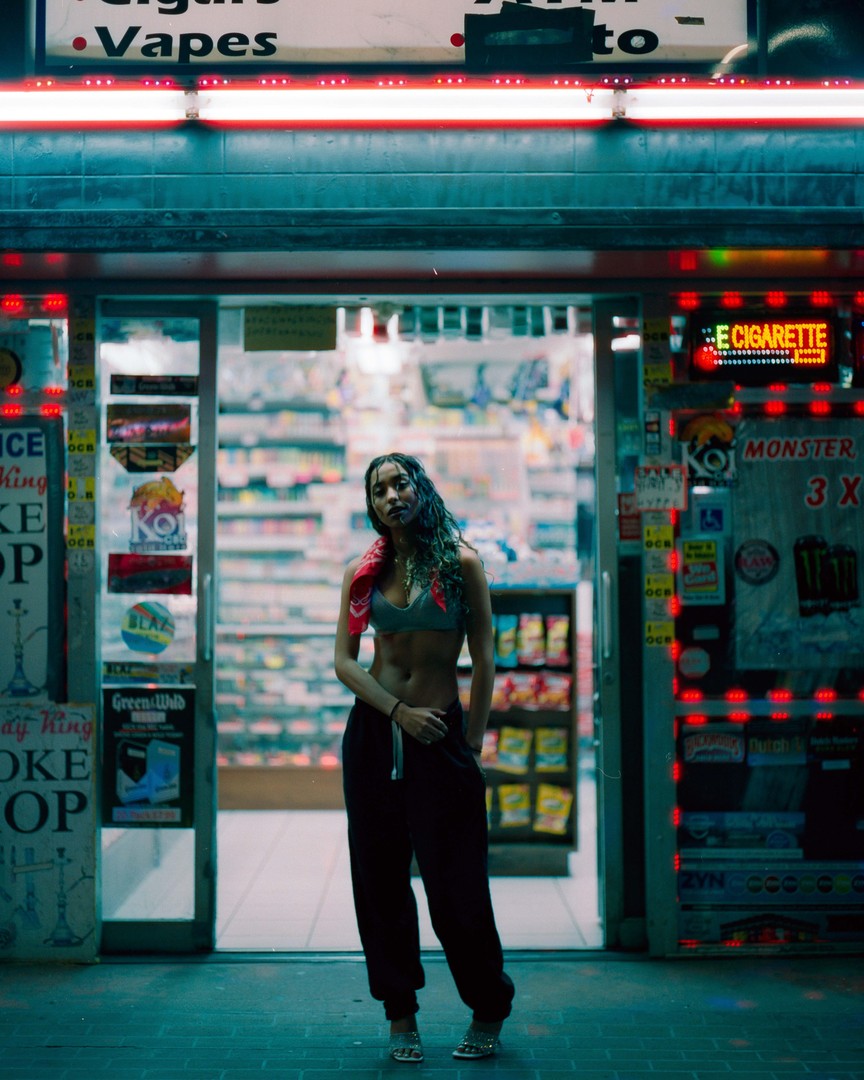 Bodega Dreams [Pentax 67 | 105mm 2.4 | Cinestill 800t], tagged neon
