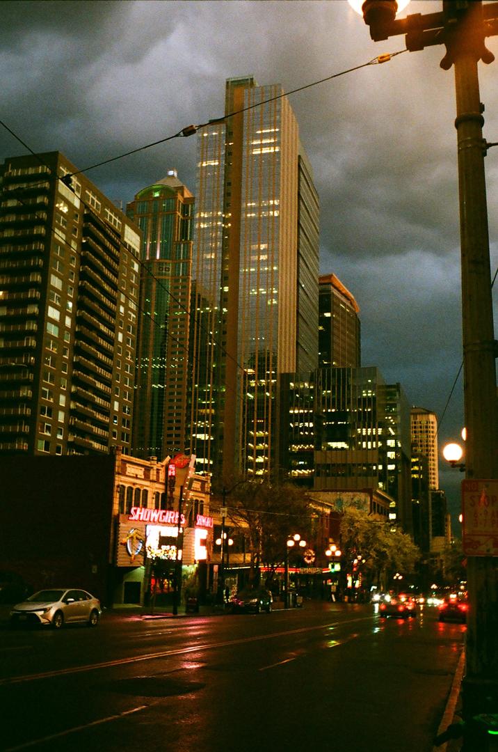 Stormy Seattle Night - Nikon S3 + 3.5cm f3.5 W-Nikkor + Portra 400, shot on NIKON S3